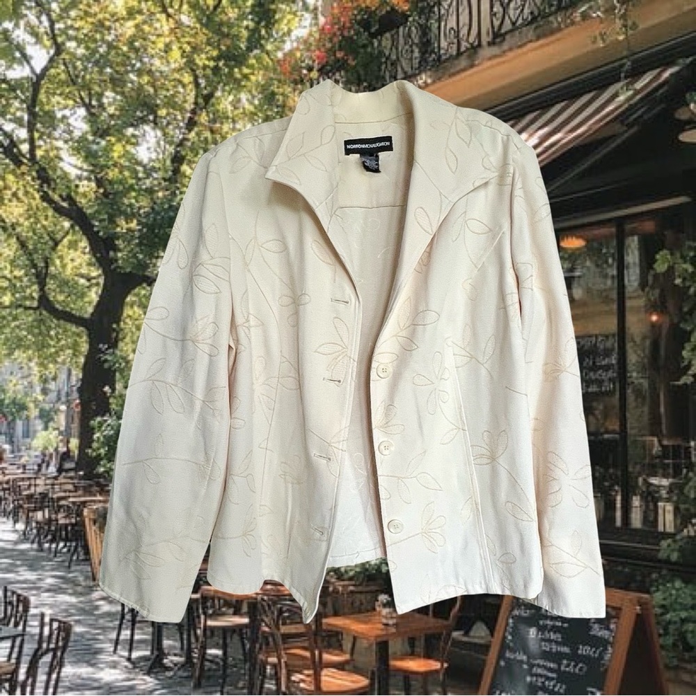 Norton Mc Naughton 14 Cream Floral Embroidered Jacket